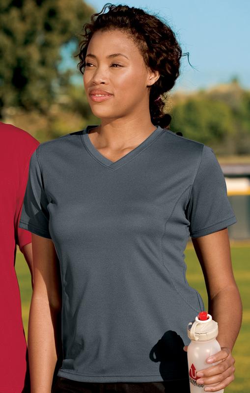 Sport-Tek® - Dri-Mesh® Ladies Crossover V-Neck T-Shirt L468V