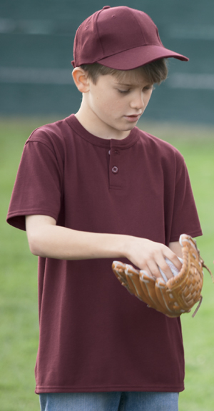 Sport-Tek® Youth Short Sleeve Baseball Henley YT210