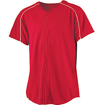 Augusta Sportswear Youth Wicking Button Front Baseball Jersey - Click Image to Close